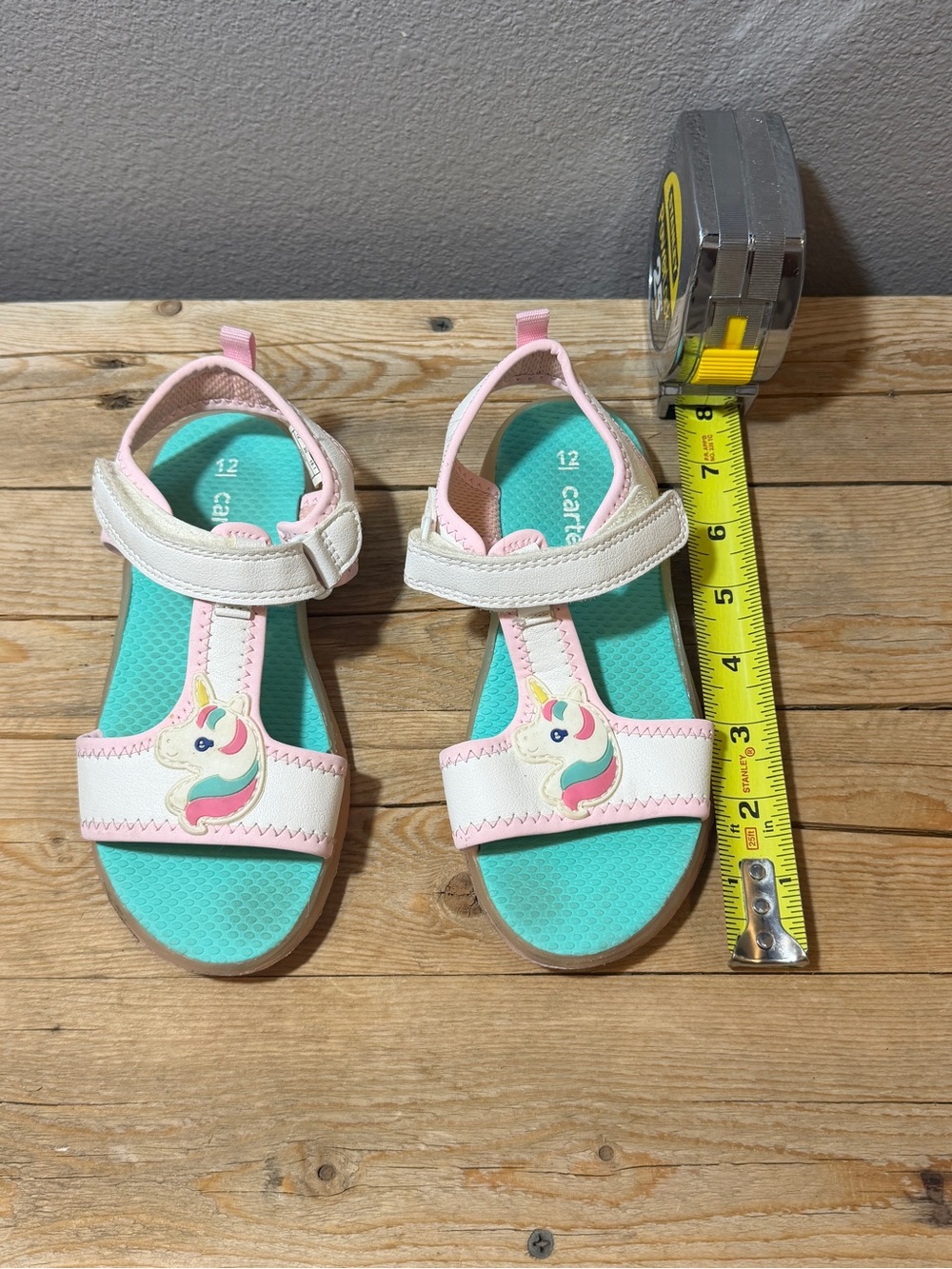 Carters Pink Unicorn T-Strap Sandals for Kids - Pink & Teal light up